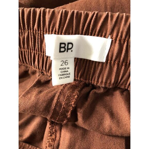 bp Pants Cotton Blend Utility High Rise Wide Leg Cargo Trouser Brown Fondant 26 - Picture 5 of 8